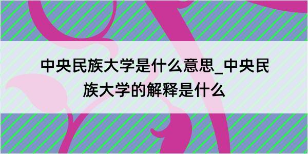 中央民族大学是什么意思_中央民族大学的解释是什么