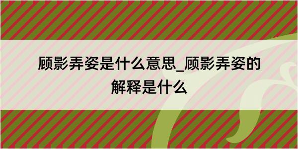 顾影弄姿是什么意思_顾影弄姿的解释是什么