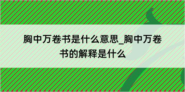 胸中万卷书是什么意思_胸中万卷书的解释是什么