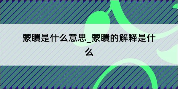 蒙瞶是什么意思_蒙瞶的解释是什么