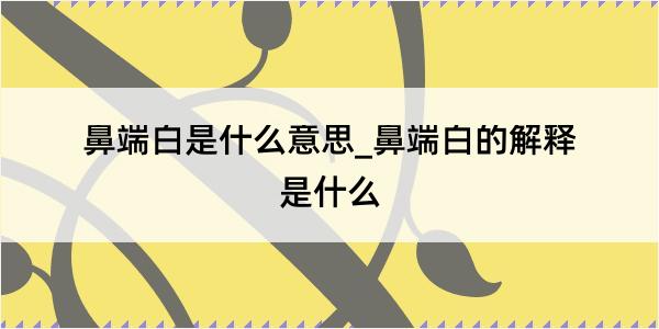 鼻端白是什么意思_鼻端白的解释是什么