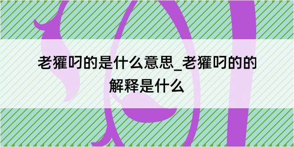 老獾叼的是什么意思_老獾叼的的解释是什么