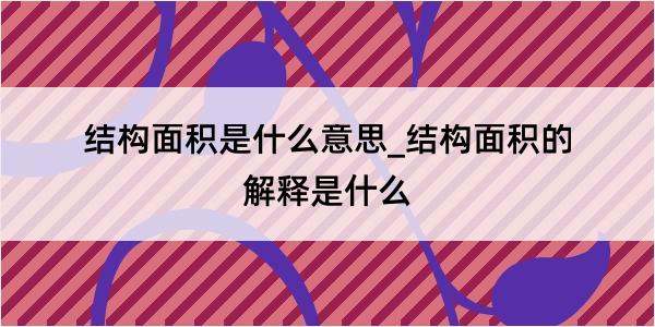 结构面积是什么意思_结构面积的解释是什么