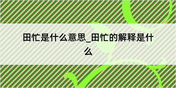 田忙是什么意思_田忙的解释是什么