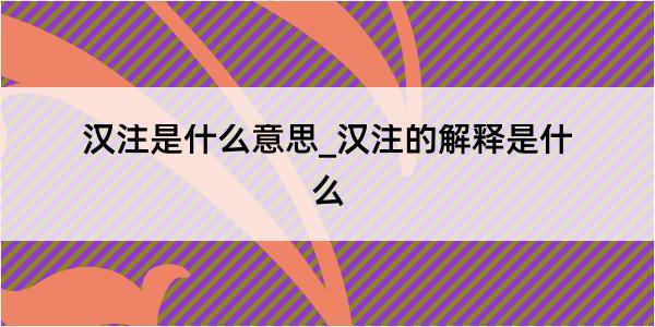 汉注是什么意思_汉注的解释是什么