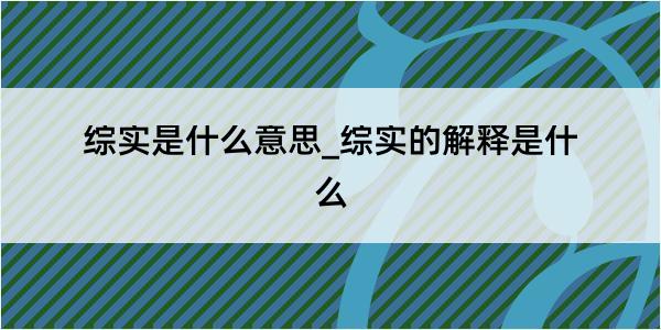 综实是什么意思_综实的解释是什么