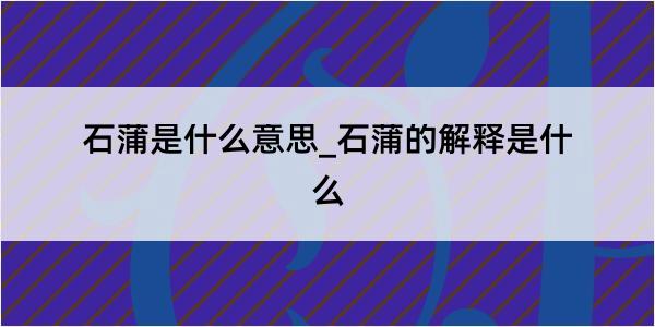 石蒲是什么意思_石蒲的解释是什么