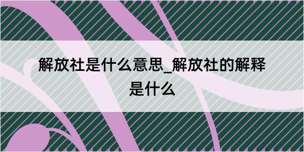 解放社是什么意思_解放社的解释是什么