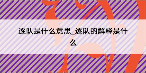 逐队是什么意思_逐队的解释是什么