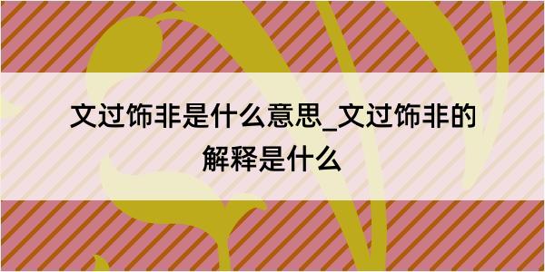 文过饰非是什么意思_文过饰非的解释是什么