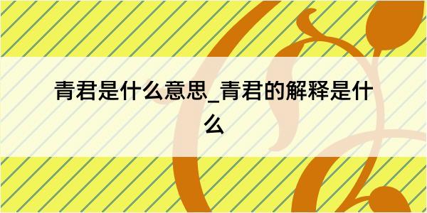 青君是什么意思_青君的解释是什么