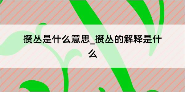 攒丛是什么意思_攒丛的解释是什么