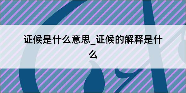 证候是什么意思_证候的解释是什么