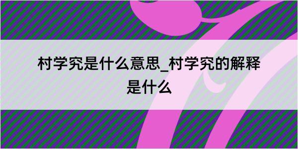 村学究是什么意思_村学究的解释是什么