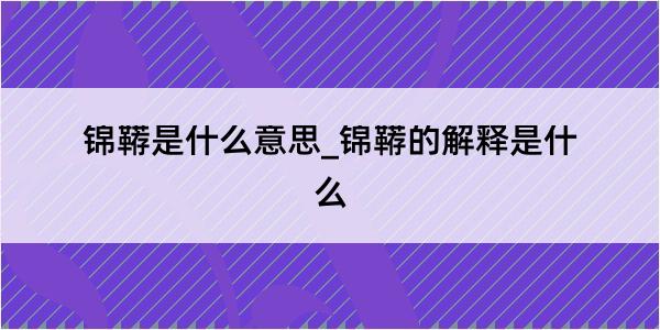 锦鞯是什么意思_锦鞯的解释是什么