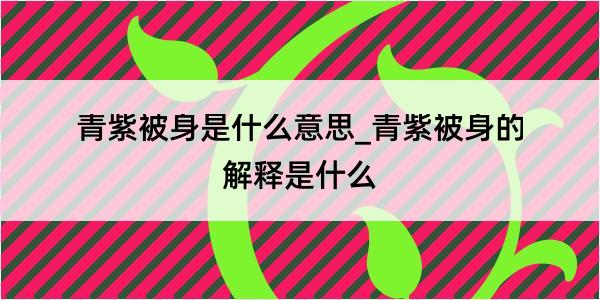 青紫被身是什么意思_青紫被身的解释是什么