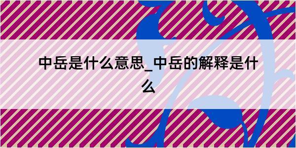 中岳是什么意思_中岳的解释是什么