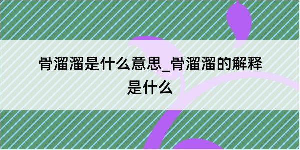 骨溜溜是什么意思_骨溜溜的解释是什么