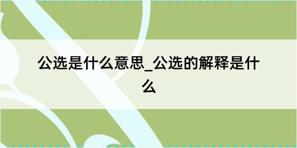 公选是什么意思_公选的解释是什么