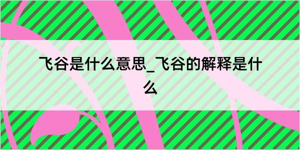 飞谷是什么意思_飞谷的解释是什么