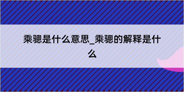 乘骢是什么意思_乘骢的解释是什么