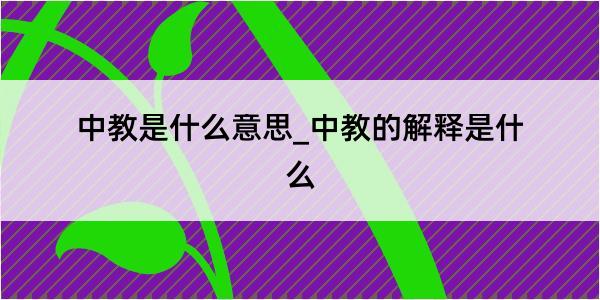 中教是什么意思_中教的解释是什么