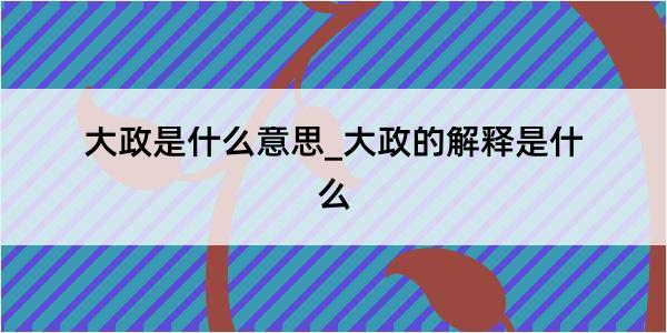 大政是什么意思_大政的解释是什么