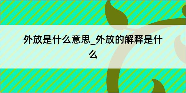 外放是什么意思_外放的解释是什么