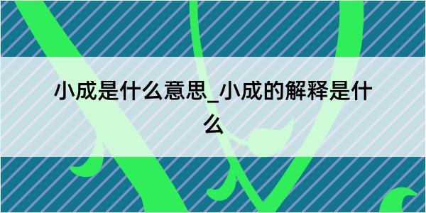 小成是什么意思_小成的解释是什么