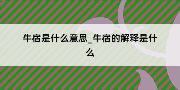 牛宿是什么意思_牛宿的解释是什么