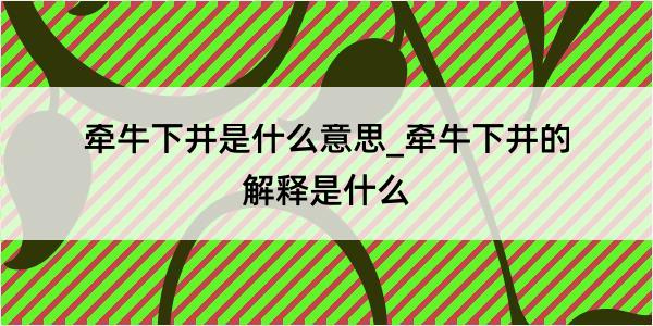 牵牛下井是什么意思_牵牛下井的解释是什么