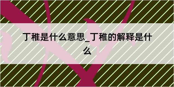 丁稚是什么意思_丁稚的解释是什么