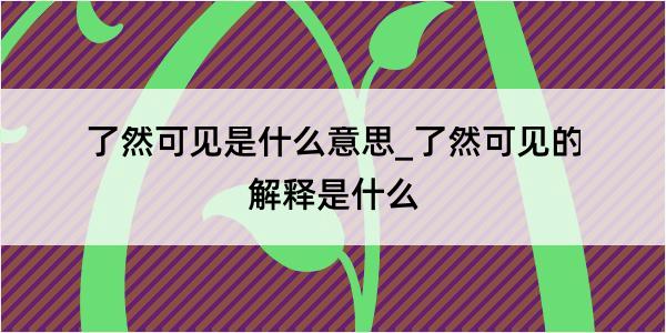 了然可见是什么意思_了然可见的解释是什么