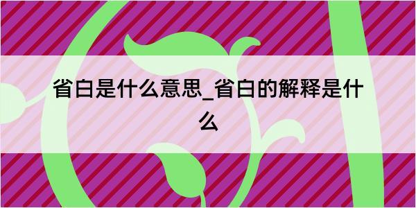 省白是什么意思_省白的解释是什么