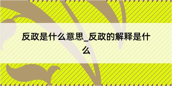 反政是什么意思_反政的解释是什么