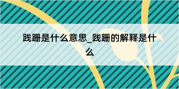 践跚是什么意思_践跚的解释是什么