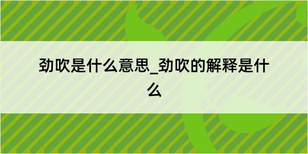 劲吹是什么意思_劲吹的解释是什么