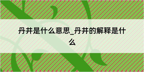 丹井是什么意思_丹井的解释是什么