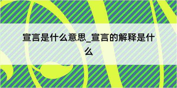 宣言是什么意思_宣言的解释是什么