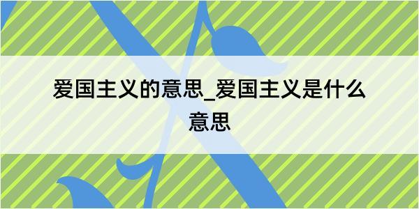 爱国主义的意思_爱国主义是什么意思