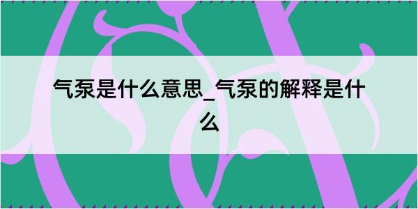 气泵是什么意思_气泵的解释是什么