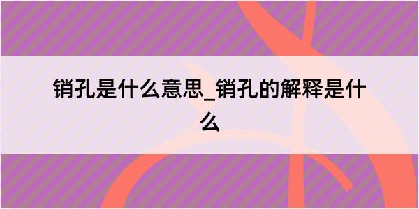 销孔是什么意思_销孔的解释是什么