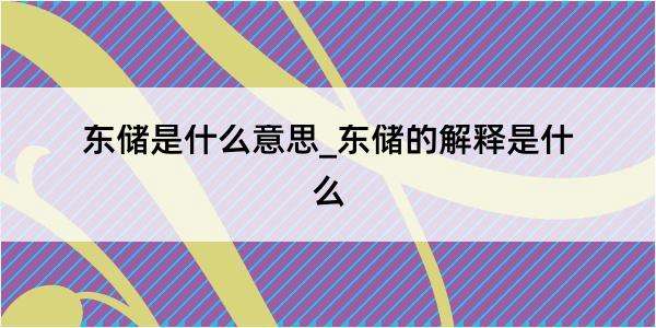 东储是什么意思_东储的解释是什么