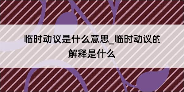 临时动议是什么意思_临时动议的解释是什么