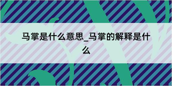 马掌是什么意思_马掌的解释是什么