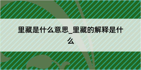 里藏是什么意思_里藏的解释是什么