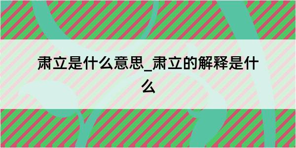 肃立是什么意思_肃立的解释是什么