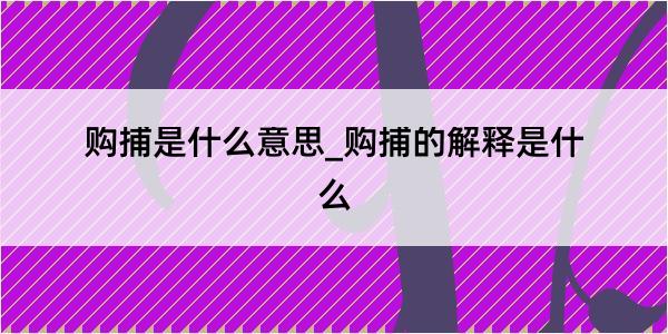 购捕是什么意思_购捕的解释是什么