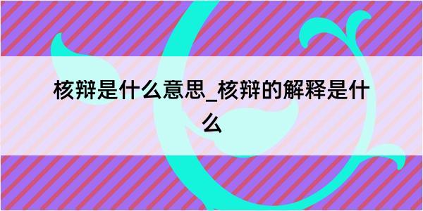 核辩是什么意思_核辩的解释是什么