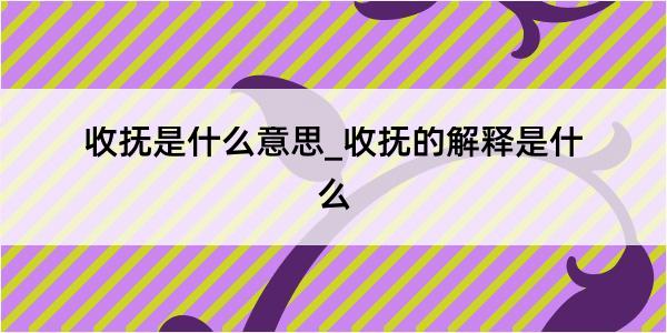 收抚是什么意思_收抚的解释是什么